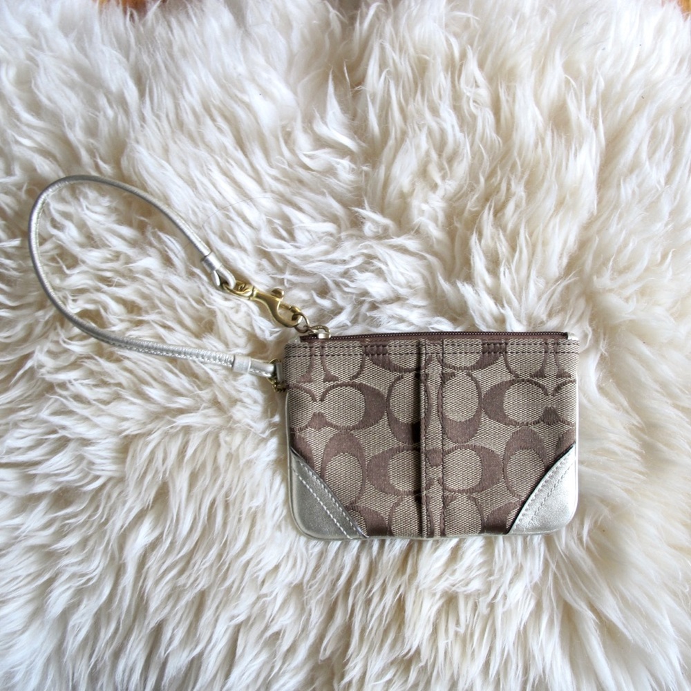 COACH Wristlet with Metallic Trim